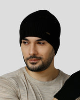 Tuck Knit Merino Wool Beanie For Men